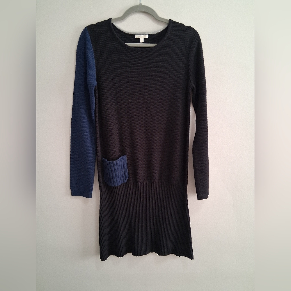 Lisa Todd Long Sleeve Assymetric Sweater Dress Chunky Knit Pocket Size Small